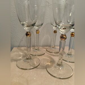 5 Dansk Gold ball wine glasses. Circa 1970s. 7oz 7.5”H